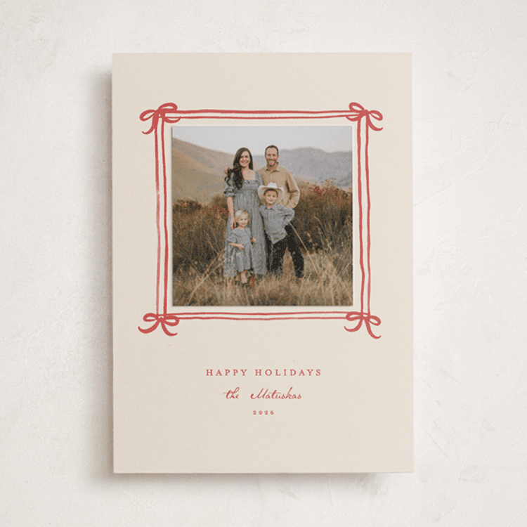"Tied Up With String" - Holiday Photo Mount Cards in Holly Berry by Snow and Ivy - Front