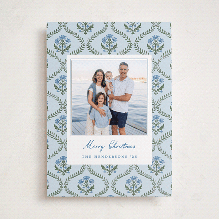 "Festive Trellis" - Holiday Photo Mount Cards in Wintermint by Teju Reval - Front