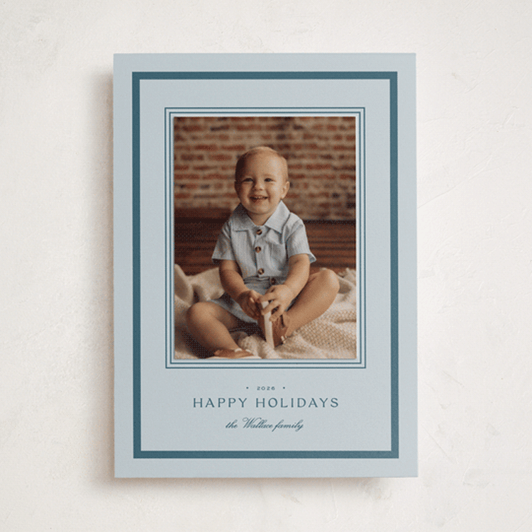 "Engrave" - Holiday Photo Mount Cards in Glacier by Everett Paper Goods - Front