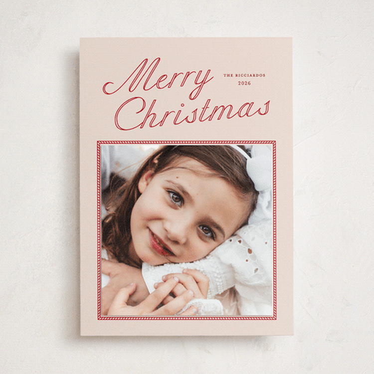 "Peppermint Wishes" - Holiday Photo Mount Cards in Rosy Cheeks by Kate Ahn - Front