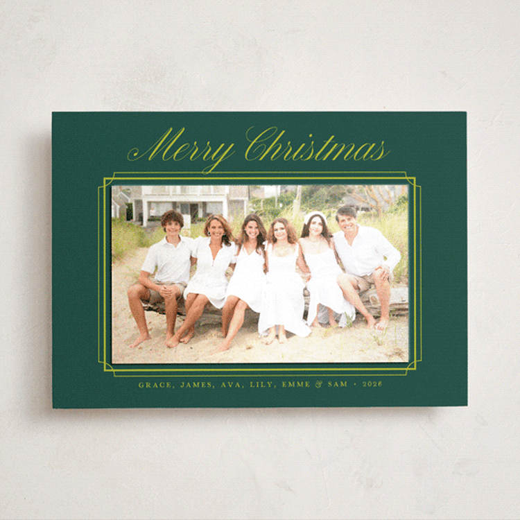 "Bright Merry" - Holiday Photo Mount Cards in Elf Shoes by Alston Foster - Front
