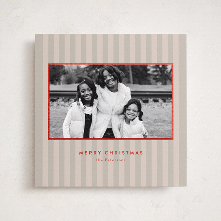 "Stripe Frame" - Holiday Photo Mount Cards in Sand by Dana Duricekova - Front