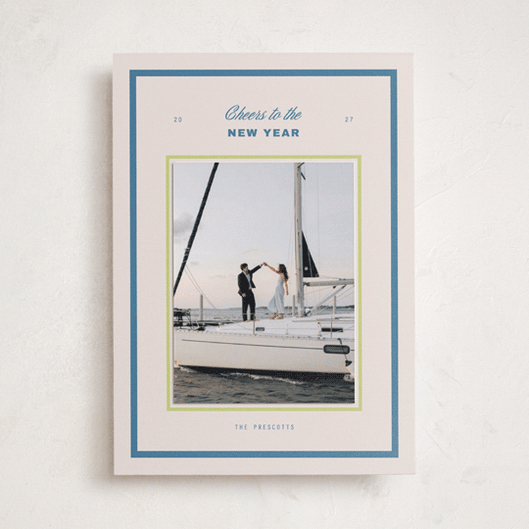 "Lido" - Holiday Photo Mount Cards in Lake by Everett Paper Goods - Front
