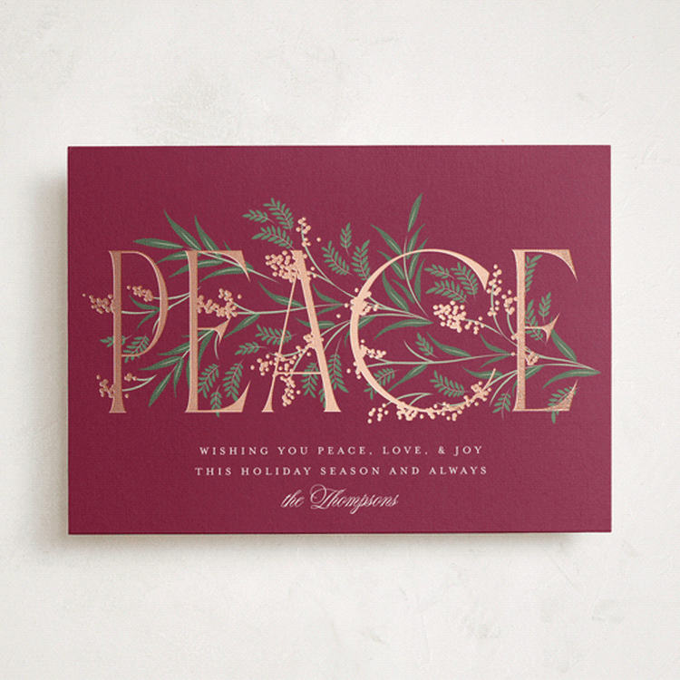 "Entwined Peace" - Holiday Cards in Holly Berry by Robert and Stella - Front