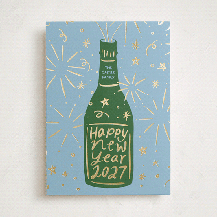 "Champagne Sparkle" - Holiday Cards in Marine by Inkblot Design - Front