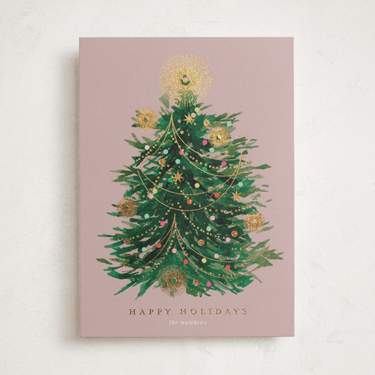 "glowy tree" - Holiday Cards in Mulberry by lori jacobs wemple - Front