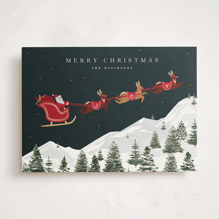 "Christmas Eve" - Holiday Cards in Poinsettia by Jennifer Lew - Front