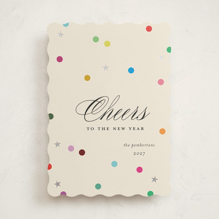 "Confetti" - Holiday Cards in Marshmallow by Morgan Kendall - Front