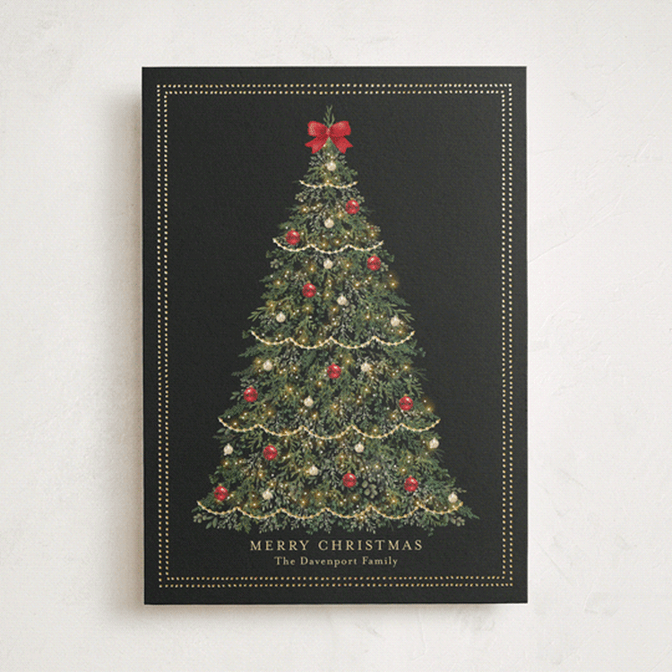 "Bright & Merry" - Holiday Cards in Cranberry by Susan Moyal - Front