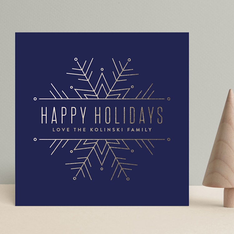 "Chic Snowflake" - Holiday Cards in Navy by Melissa Egan of Pistols - Front