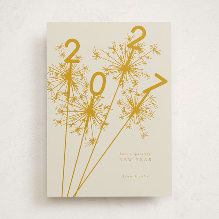 "Sparklers" - Holiday Cards in Champagne by Paula Pecevich - Front