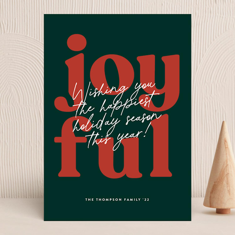 "Joyful Bubble Letters" - Holiday Cards in Holly Berry by Jessica Corliss - Front