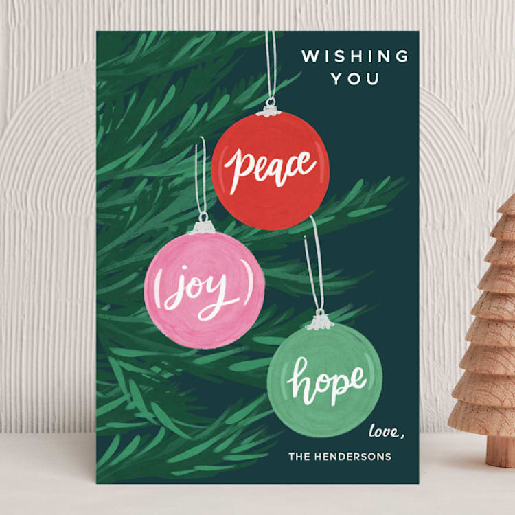 "Ornament Peace, Joy, Hope" - Holiday Cards in Cypress by Angel Walker - Front