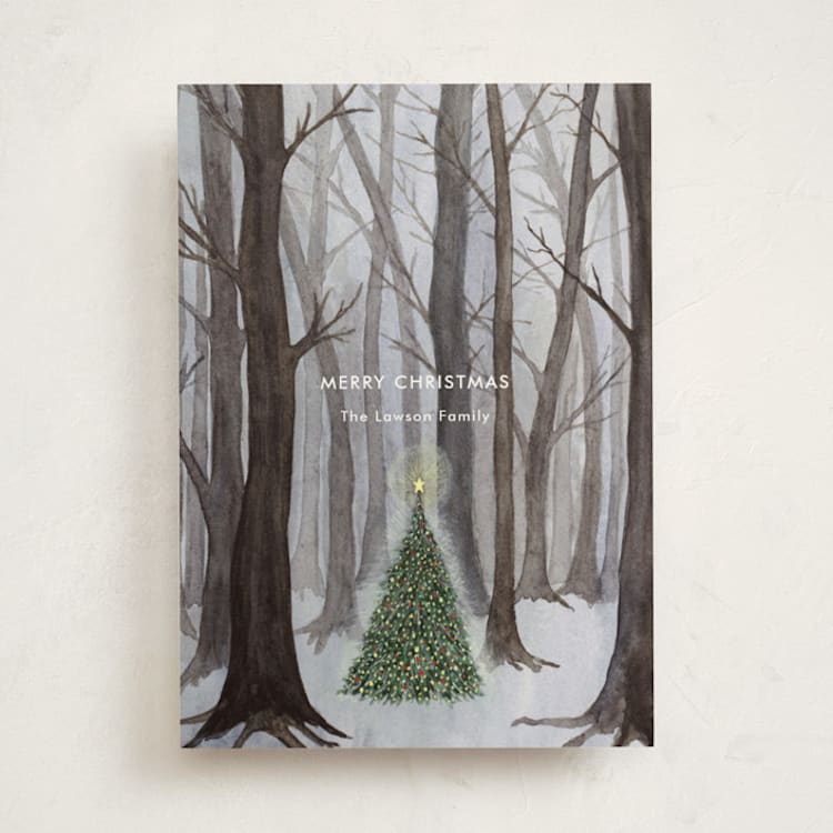 "Silent Night Woods" - Holiday Cards in Winter by Karina Racz - Front
