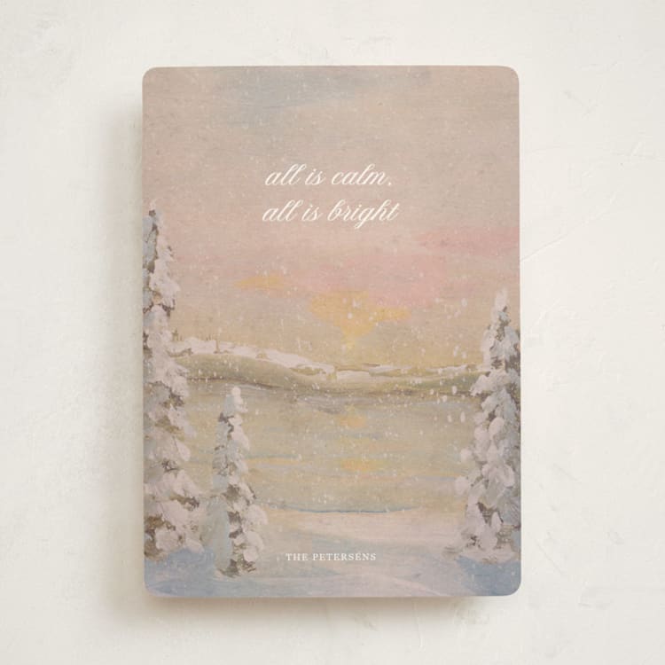 "Calm and Bright" - Holiday Cards in Nutmeg by Lindsay Megahed - Front