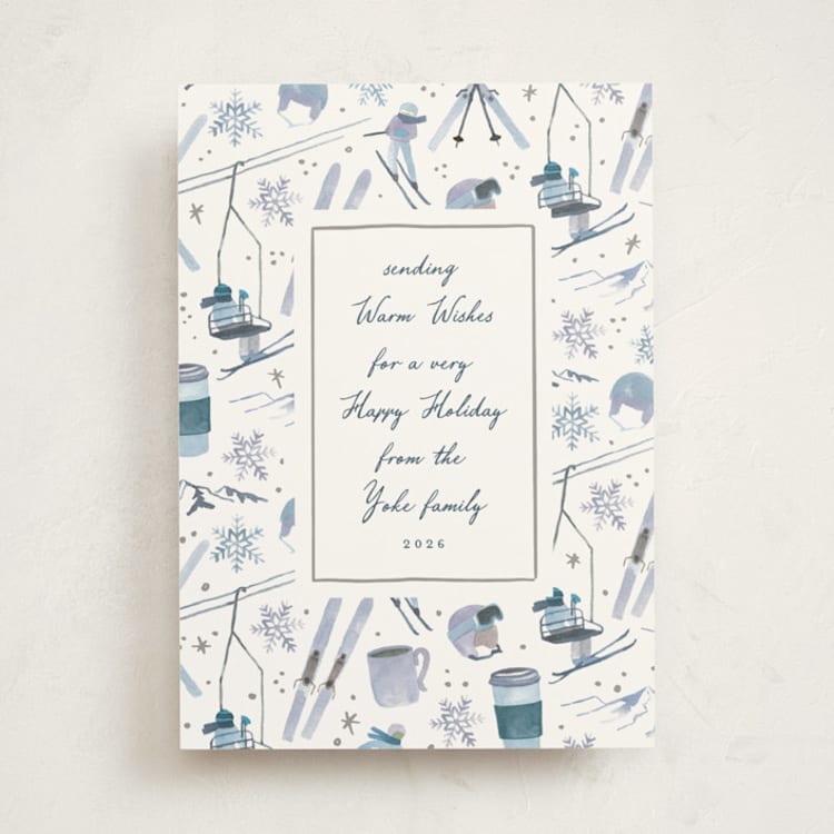 "Ski Pattern" - Holiday Cards in Midnight by Alethea and Ruth - Front