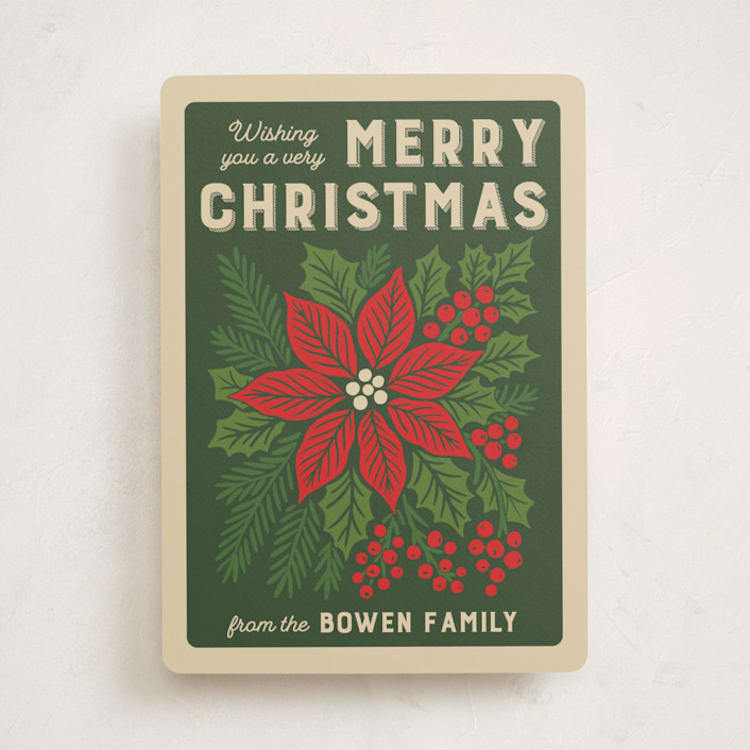 "Poinsettia Seeds" - Holiday Cards in Evergreen by 2birdstone - Front
