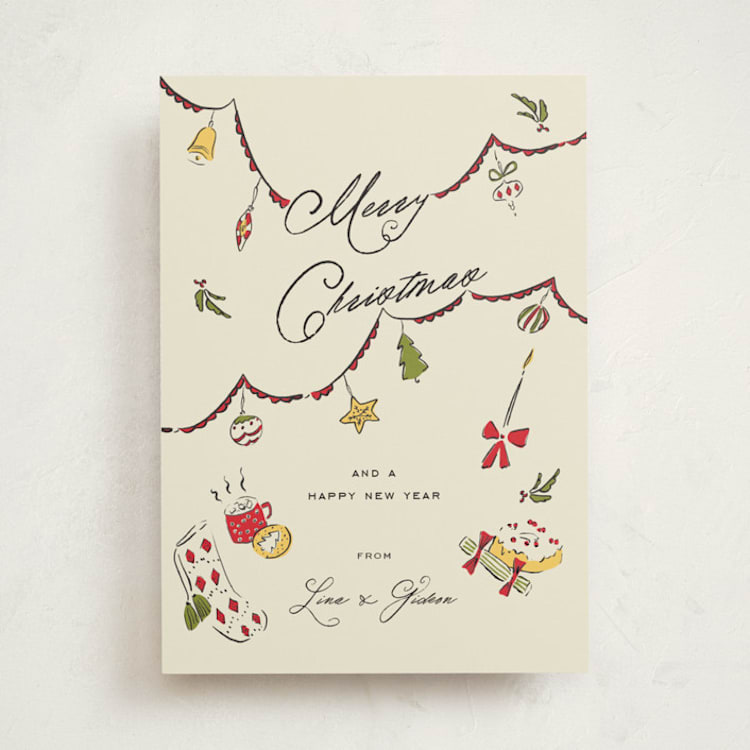 "Garland Cheer" - Holiday Cards in Holly Berry by Sarah Rosenthal - Front