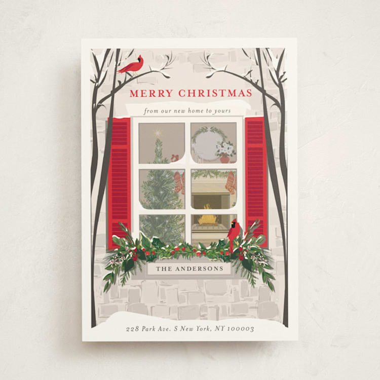 "Holiday Window" - Holiday Cards in Crimson by Susan Moyal - Front