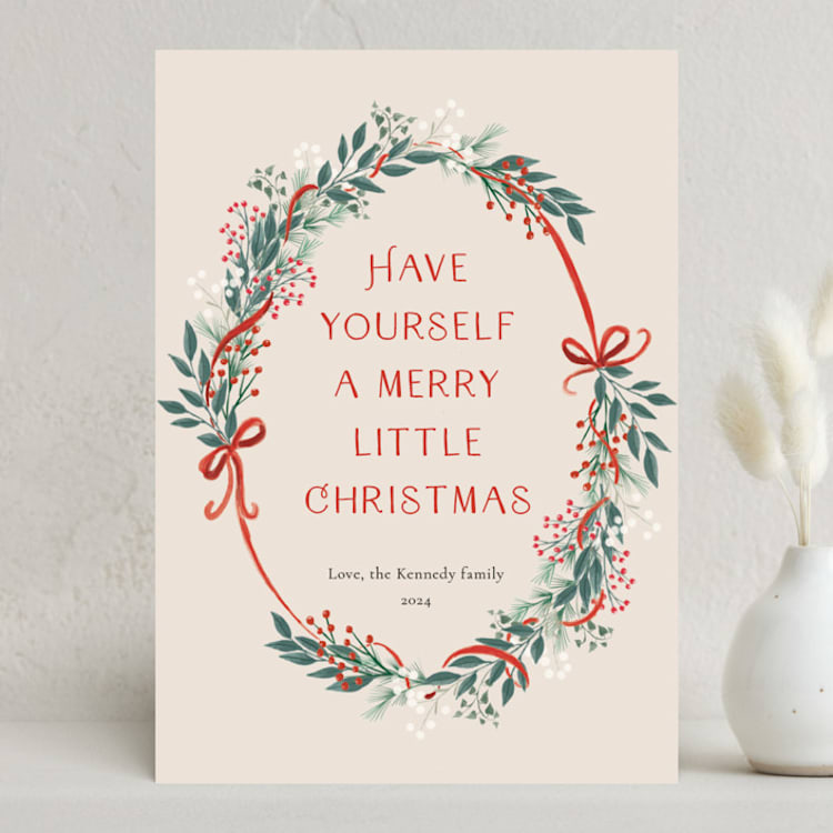 "Vintage Garland" - Holiday Cards in Cranberry by frau brandt - Front