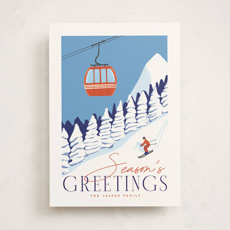 "Vintage Ski Poster" - Holiday Cards in Sky by Kaydi Bishop - Front