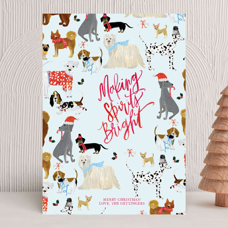 "Making Spirits Bright Dogs" - Holiday Cards in Frost by Shannon Kirsten - Front