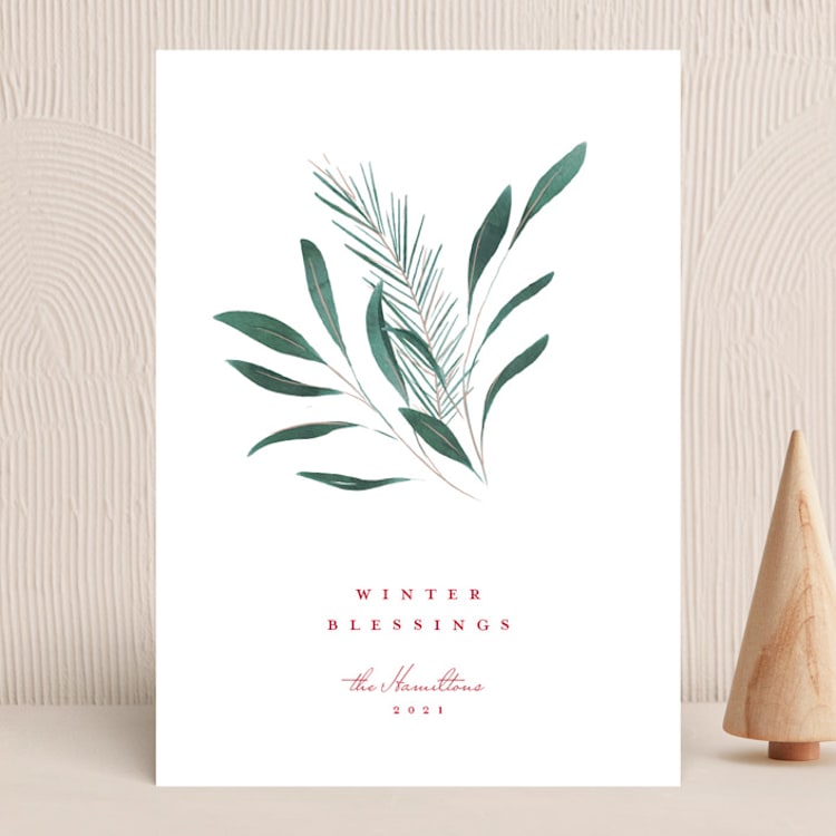 "Winter Posy" - Holiday Cards in Crimson by Heather Cairl - Front