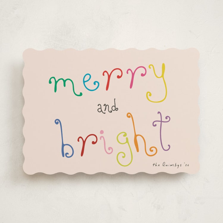 "Playful Letters" - Holiday Cards in Blush by Morgan Kendall - Front