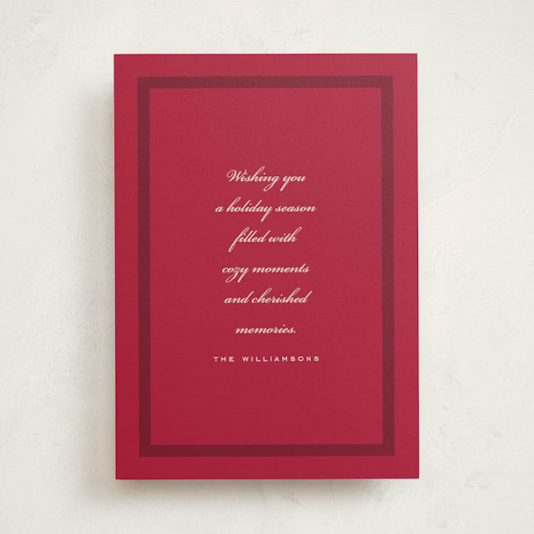 "Simplicity" - Holiday Cards in Cranberry by Stacy Maalouf - Front