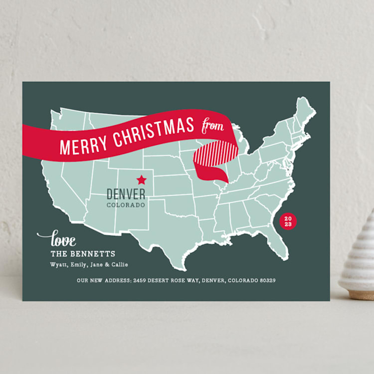 "Holiday Map" - Holiday Cards in Cherry by Jill Means - Front