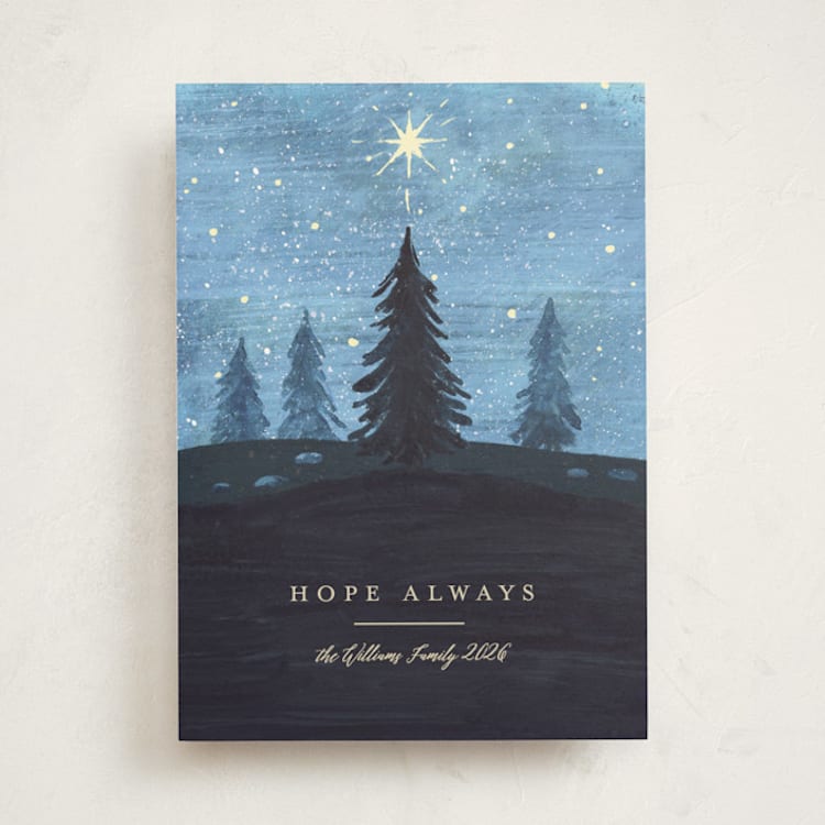 "Hope Shines" - Holiday Cards in Night Sky by Rebecca Daublin - Front