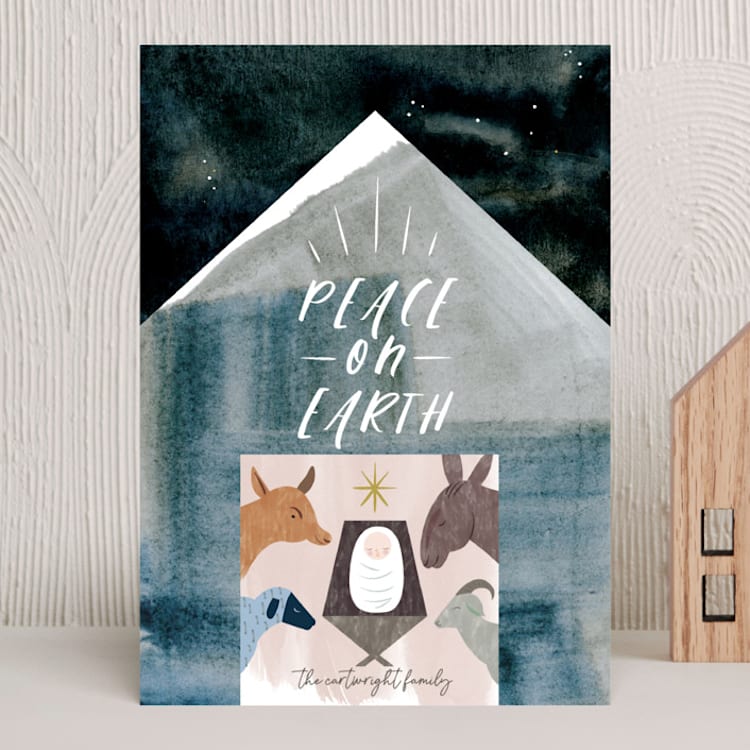"Holy Night" - Holiday Cards in Navy by Eve Schultz - Front