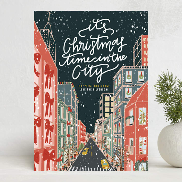"Christmas in the City" - Holiday Cards in Midnight by Lauren Jinhee - Front