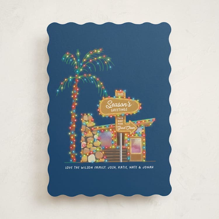 "Cozy Retro Place" - Holiday Cards in Glacier by Becky Nimoy - Front