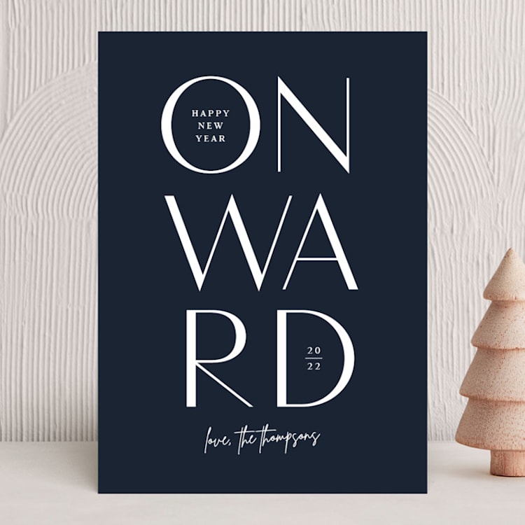 "Onward" - Holiday Cards in Blue Spruce by Jessica Corliss - Front