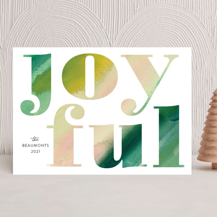 "Joy Ful Abstract" - Holiday Cards in Citrus by Erika Firm - Front