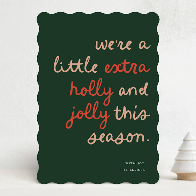 "Extra Holly and Jolly" - Holiday Cards in Pine by Christie Garcia - Front