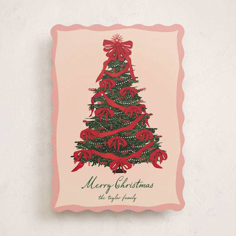 "Rococo Tree" - Holiday Cards in Rouge by Jennifer Lew - Front
