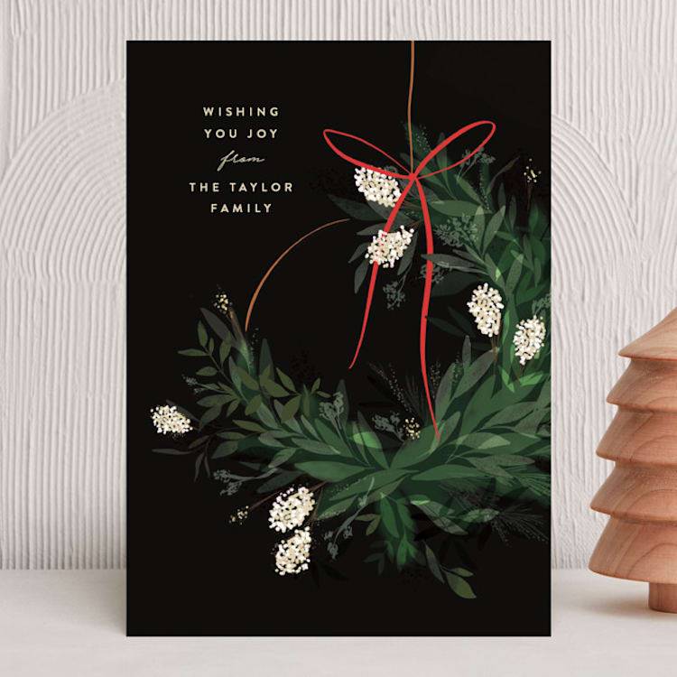 "Wreath" - Holiday Cards in Ivory by Julie Murray - Front