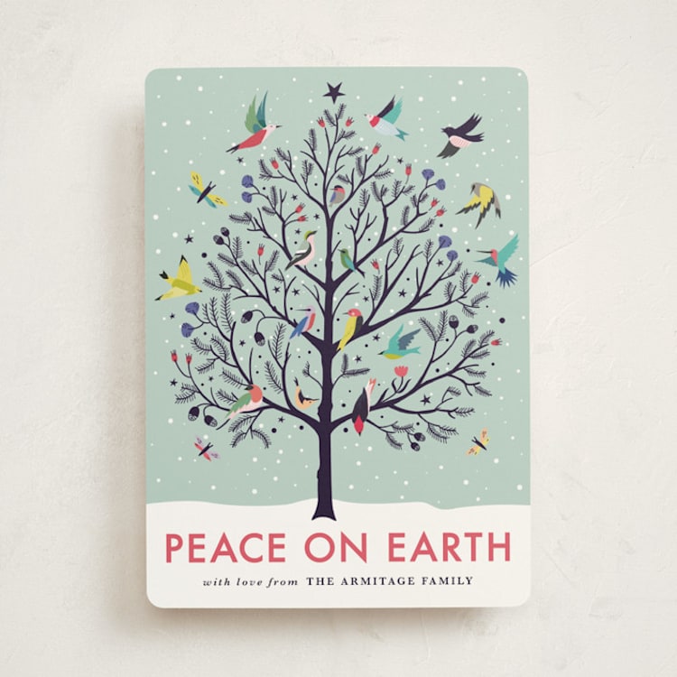 "Peace On Earth" - Holiday Cards in Winter Sky by Eve Schultz - Front