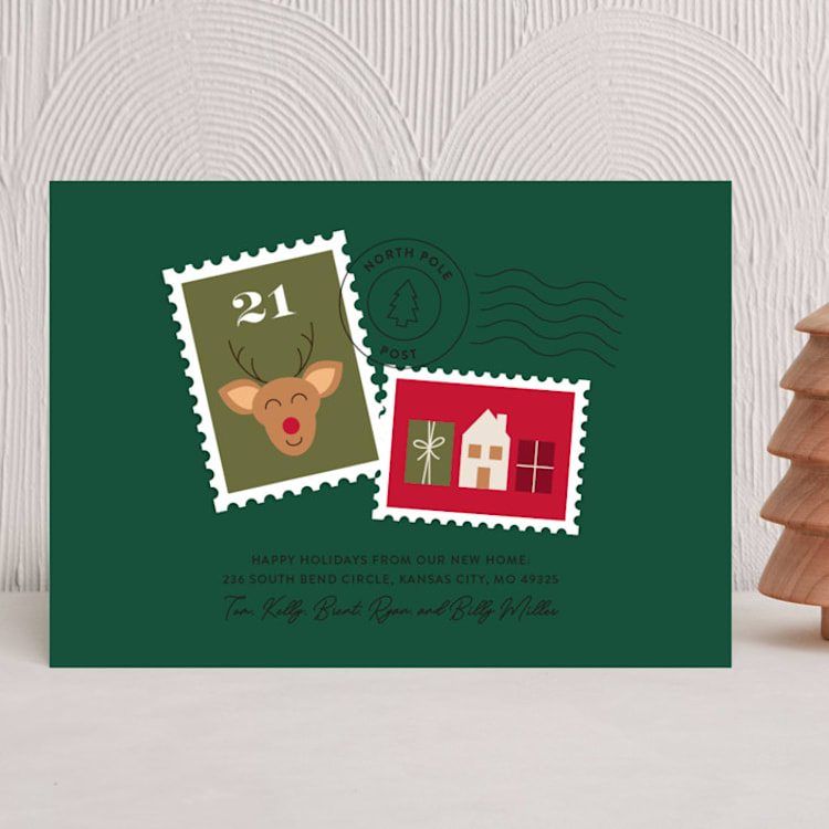 "North Pole Post" - Holiday Cards in Evergreen by Shari Margolin - Front