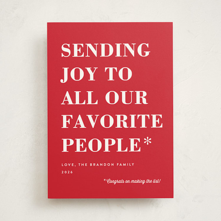 "You Made the List" - Holiday Cards in Candy Apple by Amy Payne - Front
