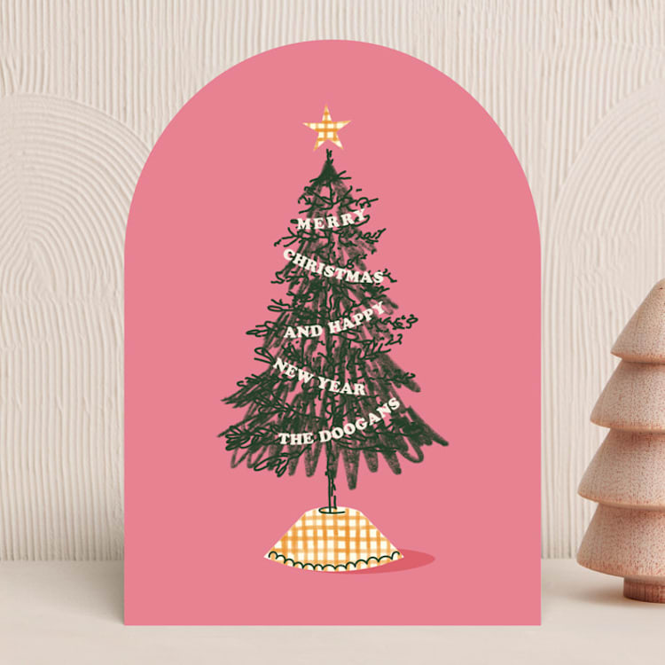 "plaid tree" - Holiday Cards in Winter Rose by Baumbirdy - Front