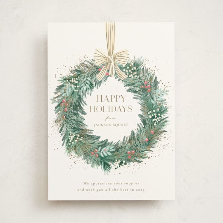 "Natural Wreath" - Holiday Cards in Snowflake by frau brandt - Front