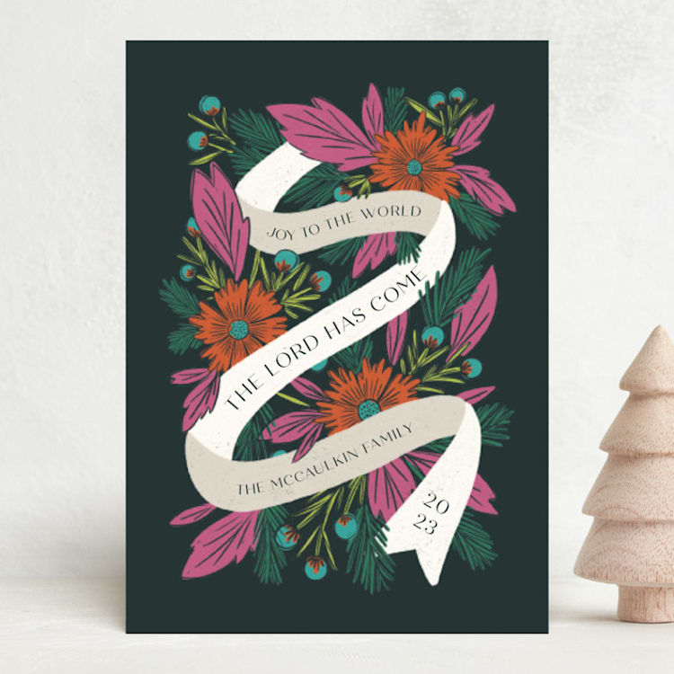 "Joyous" - Holiday Cards in Gumdrop by Jen Owens - Front