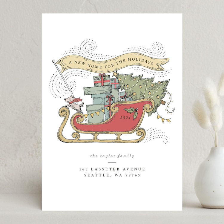 "Vintage sleigh" - Holiday Cards in Cranberry by Anna Black - Front