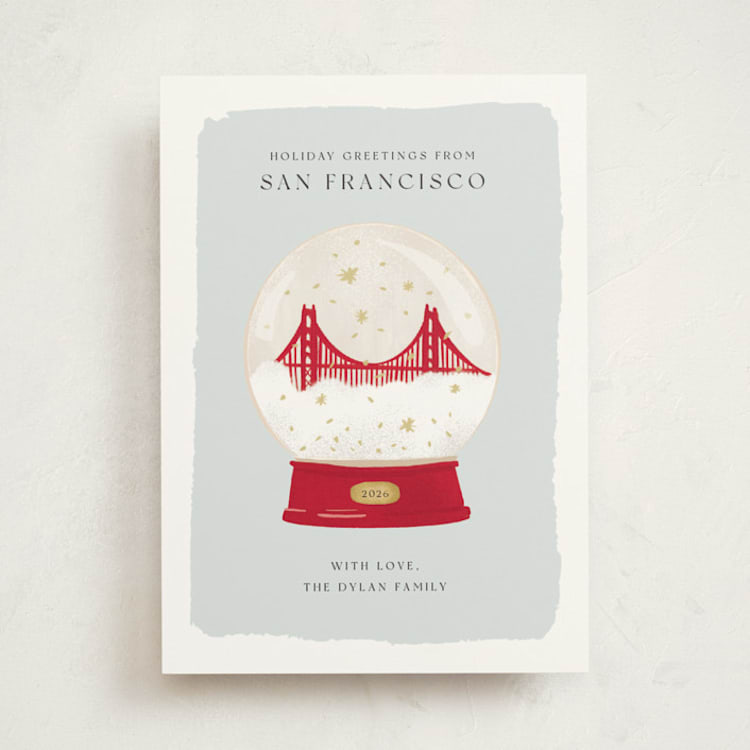 "Golden Gate Globe" - Holiday Cards in Winter by Laura Bercovich - Front