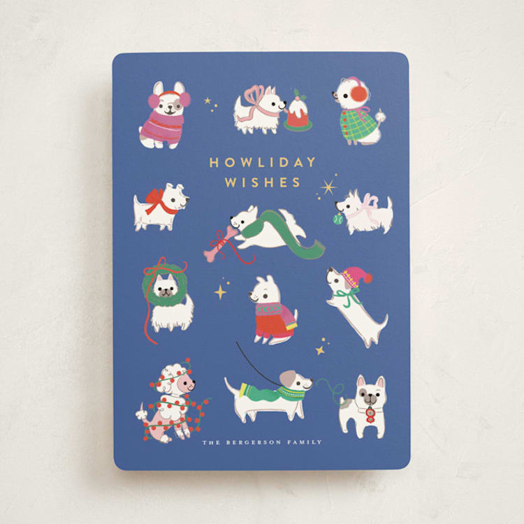 "Holiday Pups" - Holiday Cards in Bluebell by Itsy Belle Studio - Front