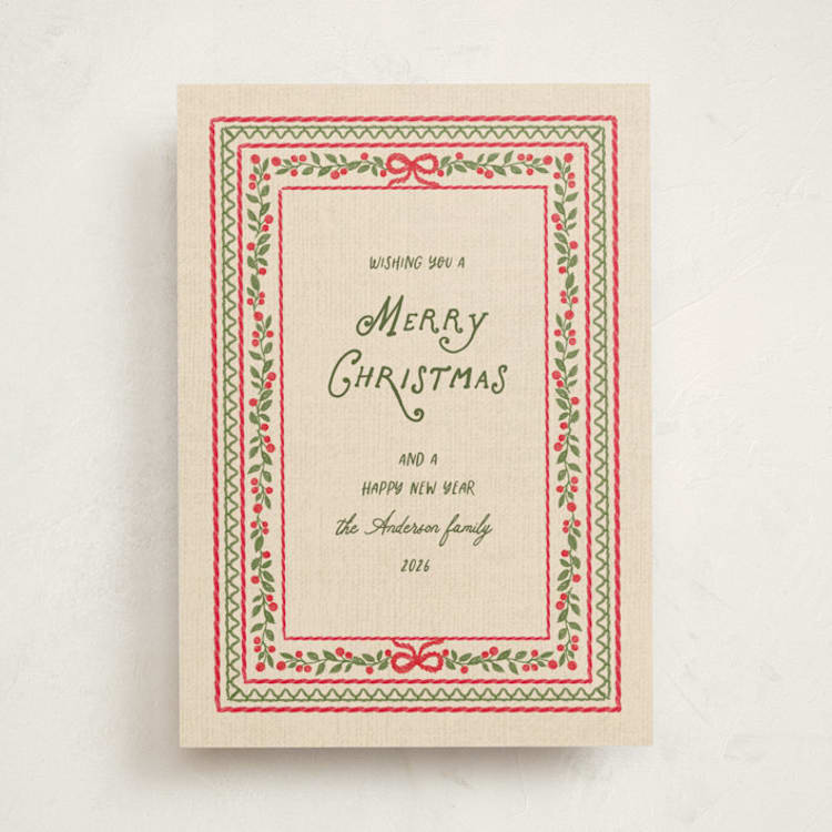 "Embroidered heritage" - Holiday Cards in Santa Suit by Creo Study - Front