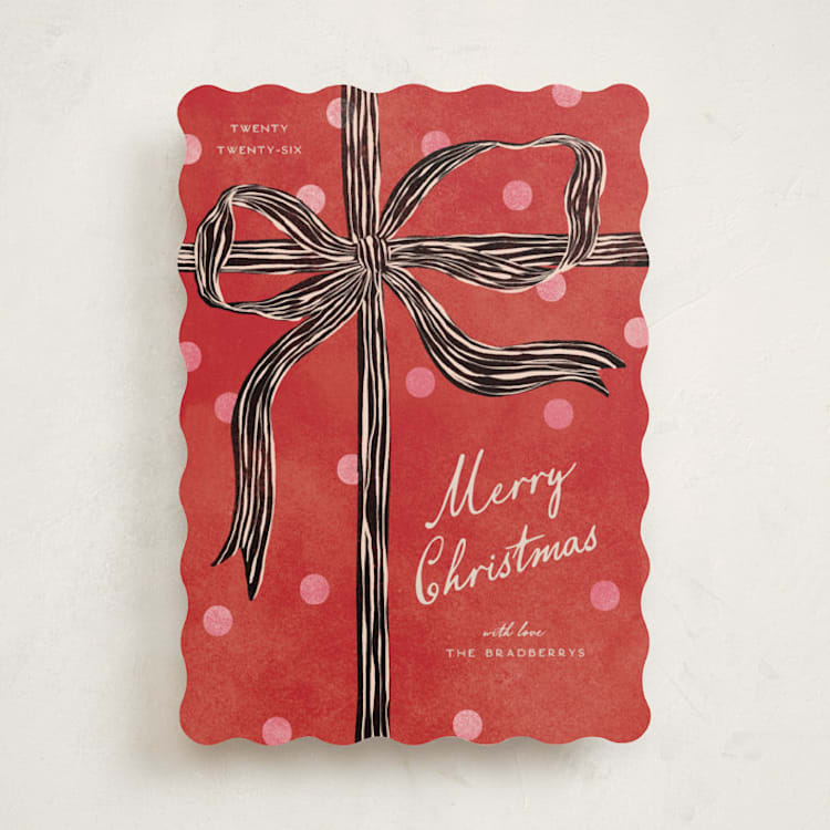 "Bow" - Holiday Cards in Holly by Pixel and Hank - Front